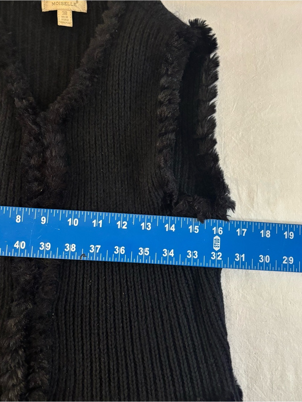 Moiselle Black Luxe Wool Knit Vest Quiet Luxury Dark Academia Boho Goth Size 2 - Picture 7 of 10